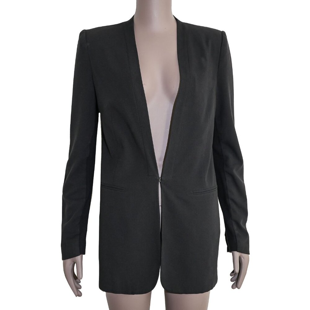 BCBG Maxazria Black Tailored Deep V Neck Work Blazer Size XS Formal Evening Wear